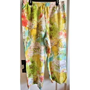Hot Cotton woman by MARC.WARE floral print pull on crop pants Sz 1X Linen cotton